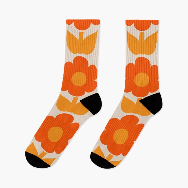 Item preview, Retro Flowers Mid Century Modern Jonnty Pattern in 70s Orange and Beige designed and sold by kierkegaard.