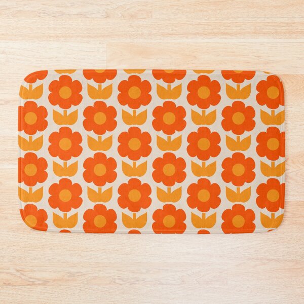 Item preview, Retro Flowers Mid Century Modern Jonnty Pattern in 70s Orange and Beige designed and sold by kierkegaard.