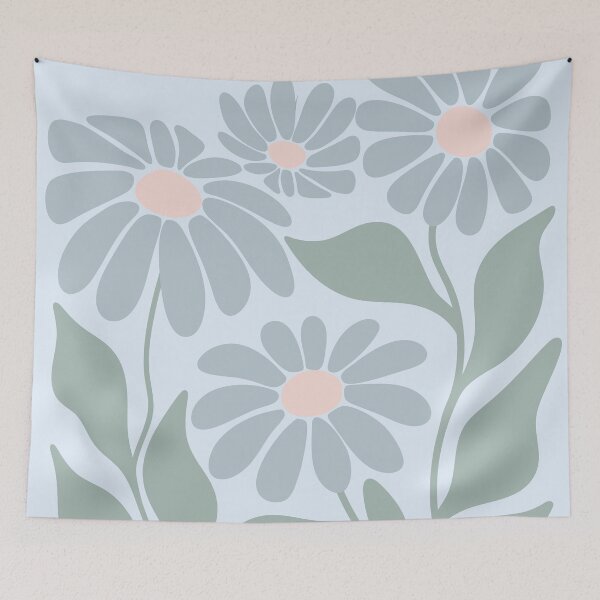 Item preview, Retro daisy (faded denim shade) designed and sold by 247DesignStudio.