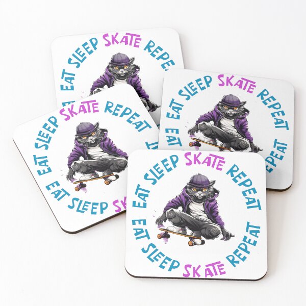 Item preview, Eat Sleep Skate Repeat Cat Skater designed and sold by KMKDesignStudio.