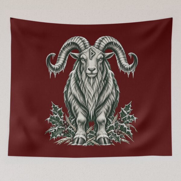 Item preview, Tanngrisnir – Thurisaz Yule Goat Nordic Winter Engraving designed and sold by Anyshca.