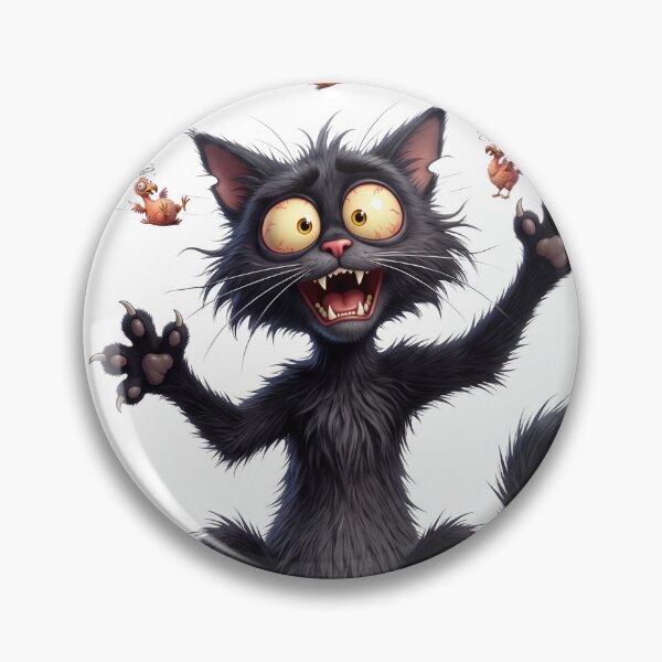 Item preview, Dizzy Black Cat Seeing Birds Crazy Hypnotized Cartoon Kitten designed and sold by KMKDesignStudio.