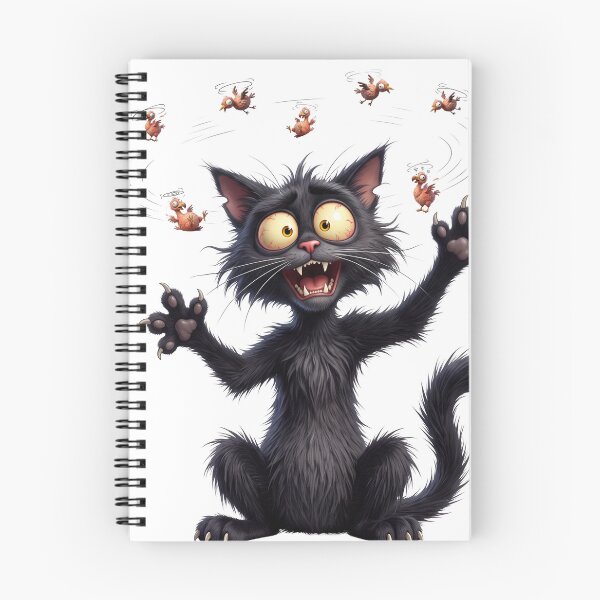 Item preview, Dizzy Black Cat Seeing Birds Crazy Hypnotized Cartoon Kitten designed and sold by KMKDesignStudio.