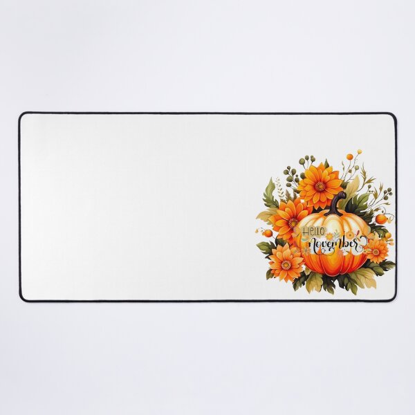 Item preview, Hello November Autumn Pumpkin Orange Floral Aesthetic designed and sold by KMKDesignStudio.