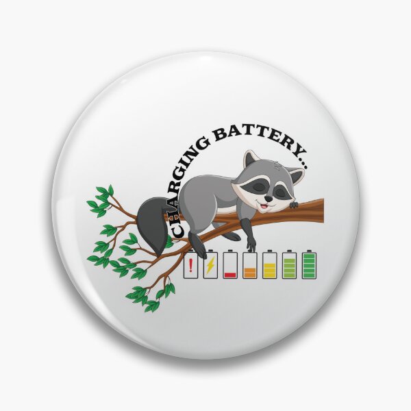 Item preview, Funny Charging Battery Raccoon Sleeping Cute Cartoon designed and sold by KMKDesignStudio.