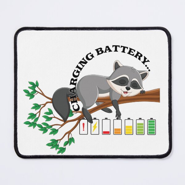 Item preview, Funny Charging Battery Raccoon Sleeping Cute Cartoon designed and sold by KMKDesignStudio.