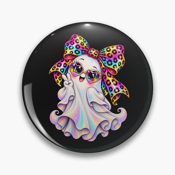 Item preview, Kawaii Halloween Ghost Girl Rainbow Leopard Bow Cute Spooky Pastel Ghost designed and sold by ArtSpark Studio.