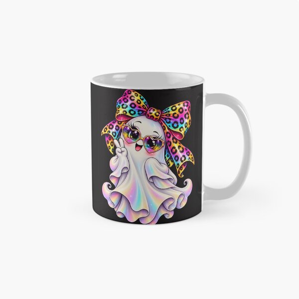 Item preview, Kawaii Halloween Ghost Girl Rainbow Leopard Bow Cute Spooky Pastel Ghost designed and sold by ArtSpark Studio.