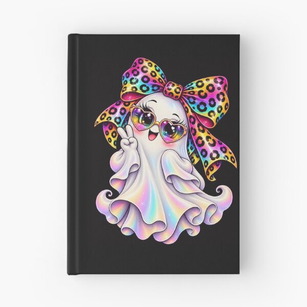 Item preview, Kawaii Halloween Ghost Girl Rainbow Leopard Bow Cute Spooky Pastel Ghost designed and sold by ArtSpark Studio.