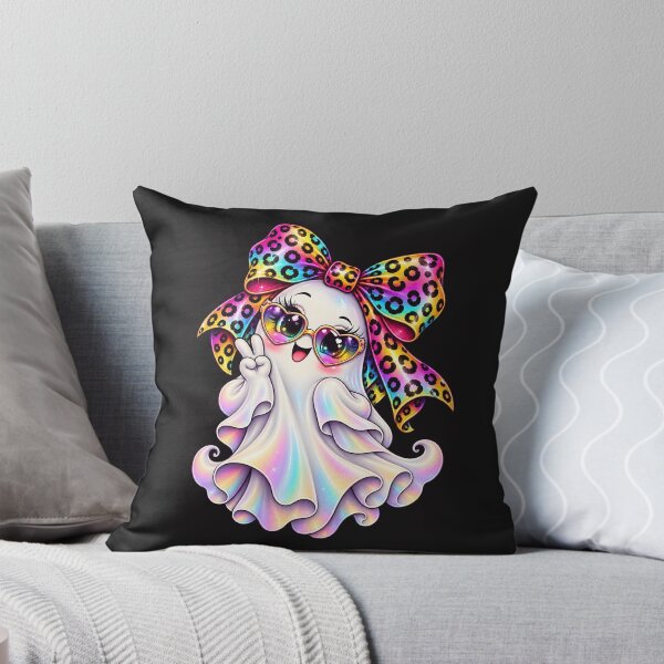 Item preview, Kawaii Halloween Ghost Girl Rainbow Leopard Bow Cute Spooky Pastel Ghost designed and sold by ArtSpark Studio.
