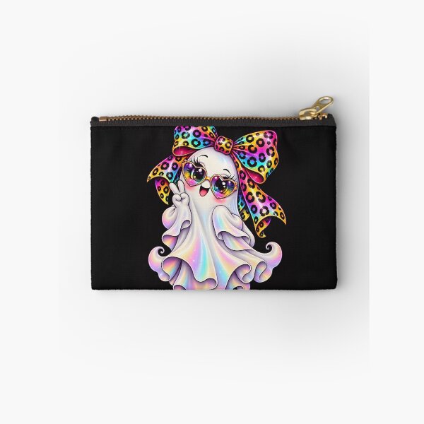 Item preview, Kawaii Halloween Ghost Girl Rainbow Leopard Bow Cute Spooky Pastel Ghost designed and sold by ArtSpark Studio.