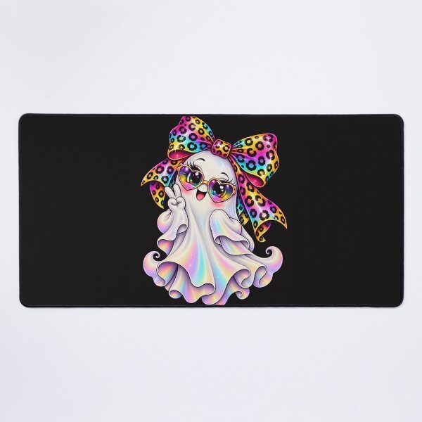 Item preview, Kawaii Halloween Ghost Girl Rainbow Leopard Bow Cute Spooky Pastel Ghost designed and sold by ArtSpark Studio.