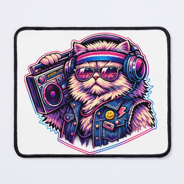 Item preview, Retro Cat Boombox 80s Synthwave Vaporwave designed and sold by KMKDesignStudio.