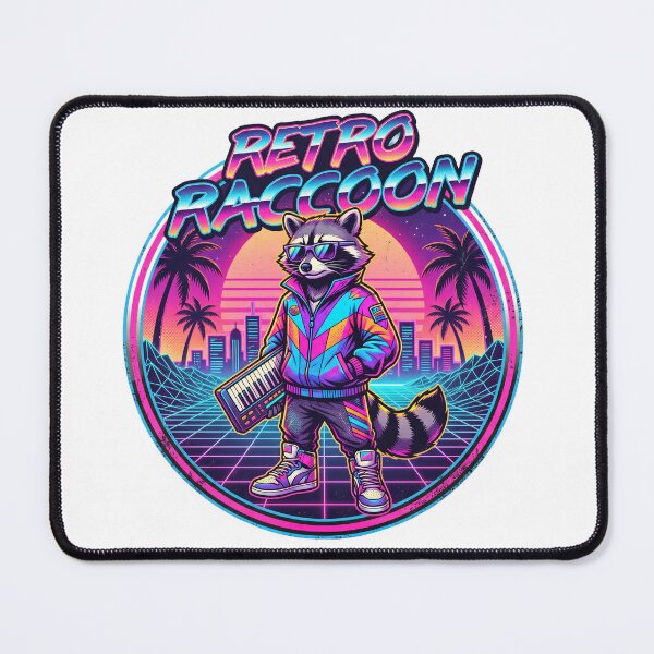 Item preview, Retro Raccoon Synthwave 80s Keytar Outrun designed and sold by KMKDesignStudio.