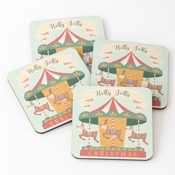 Item preview, Retro Holly Jolly Christmas Reindeer Carousel, Vintage Festive Holiday Carnival designed and sold by zozo-shop.