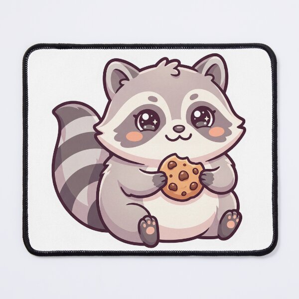 Item preview, Cute Kawaii Raccoon Eating Chocolate Chip Cookie designed and sold by KMKDesignStudio.
