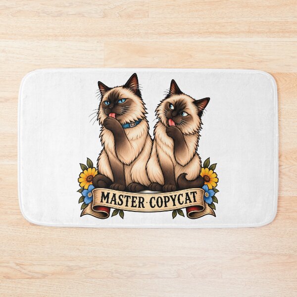 Item preview, Siamese Master Copycat Vintage Tattoo Style designed and sold by Old's Cool Cat Studio.