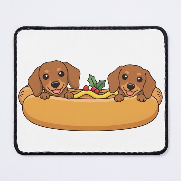 Item preview, Two Cute Christmas Dachshunds Hot Dog Cartoon designed and sold by KMKDesignStudio.