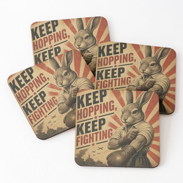 Item preview, Keep Fighting Vintage Propaganda Boxing Rabbit Poster designed and sold by Martial-Art-23.