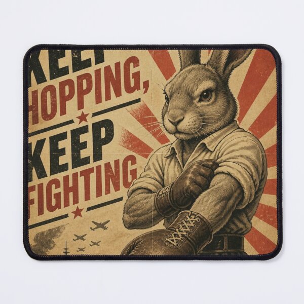 Item preview, Keep Fighting Vintage Propaganda Boxing Rabbit Poster designed and sold by Martial-Art-23.