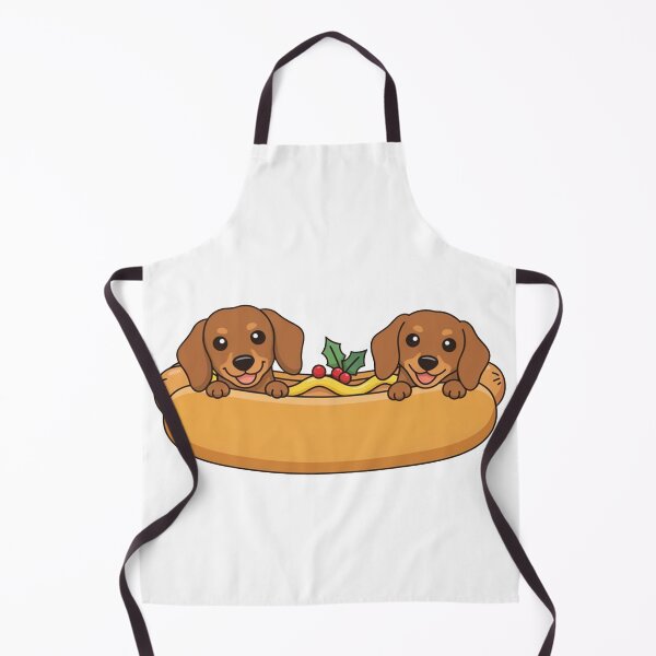 Item preview, Two Cute Christmas Dachshunds Hot Dog Cartoon designed and sold by KMKDesignStudio.
