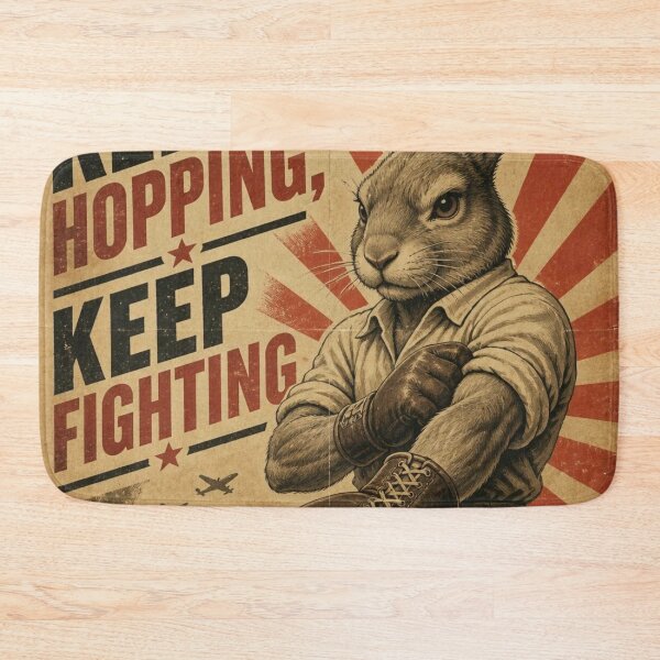 Item preview, Keep Fighting Vintage Propaganda Boxing Rabbit Poster designed and sold by Martial-Art-23.