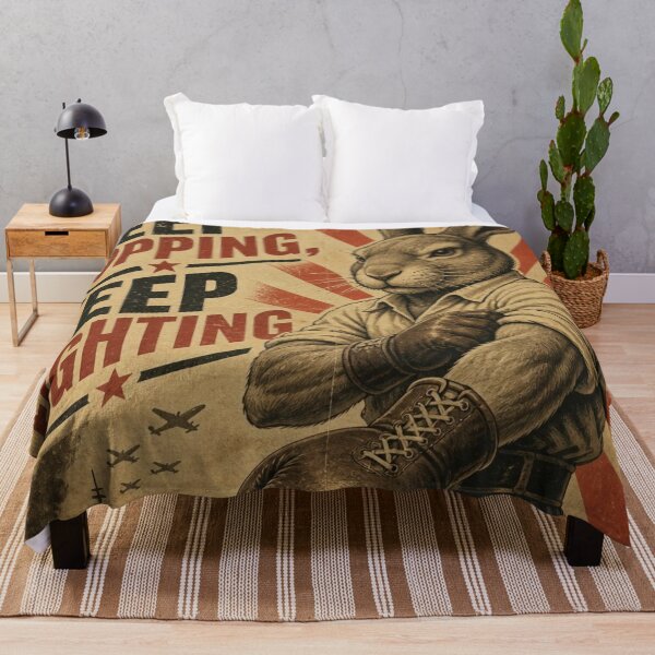 Item preview, Keep Fighting Vintage Propaganda Boxing Rabbit Poster designed and sold by Martial-Art-23.