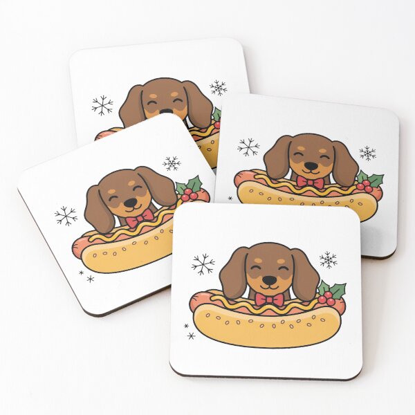 Item preview, Cute Christmas Dachshund Hot Dog Cartoon designed and sold by KMKDesignStudio.