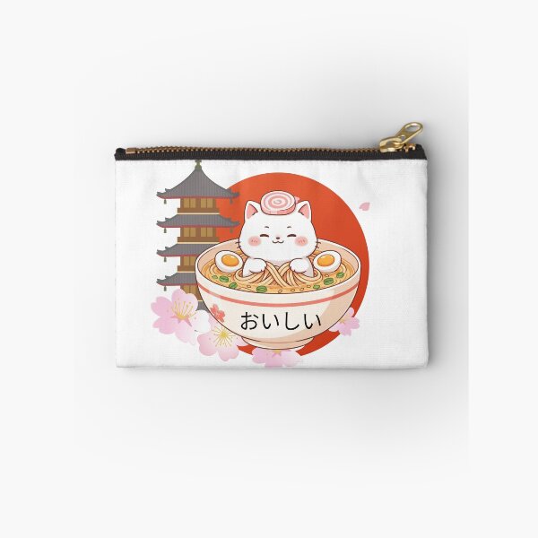 Item preview, Kawaii Oishii Cat Ramen and Pagoda Illustration designed and sold by KMKDesignStudio.