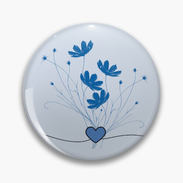 Item preview, Flores silvestres azules de estilo retro y lazo en forma de corazón designed and sold by 247DesignStudio.