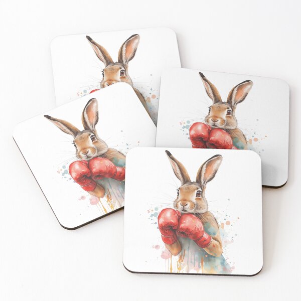 Item preview, Watercolor Boxing Rabbit Dynamic Splash Art Bunny designed and sold by Martial-Art-23.