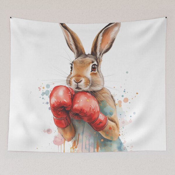 Item preview, Watercolor Boxing Rabbit Dynamic Splash Art Bunny designed and sold by Martial-Art-23.