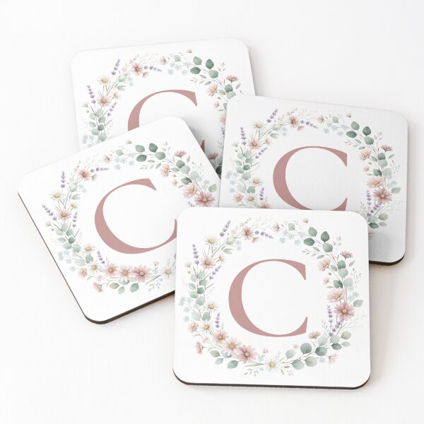 Item preview,  Pink Letter C Floral Wreath Monogram designed and sold by ITCHAWAWAA.