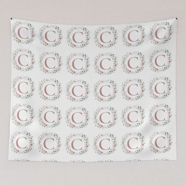 Item preview,  Pink Letter C Floral Wreath Monogram designed and sold by ITCHAWAWAA.