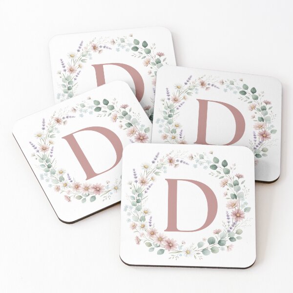 Item preview, Pink Letter D Floral Wreath Monogram designed and sold by ITCHAWAWAA.