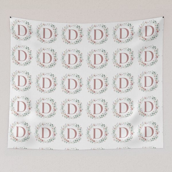Item preview, Pink Letter D Floral Wreath Monogram designed and sold by ITCHAWAWAA.