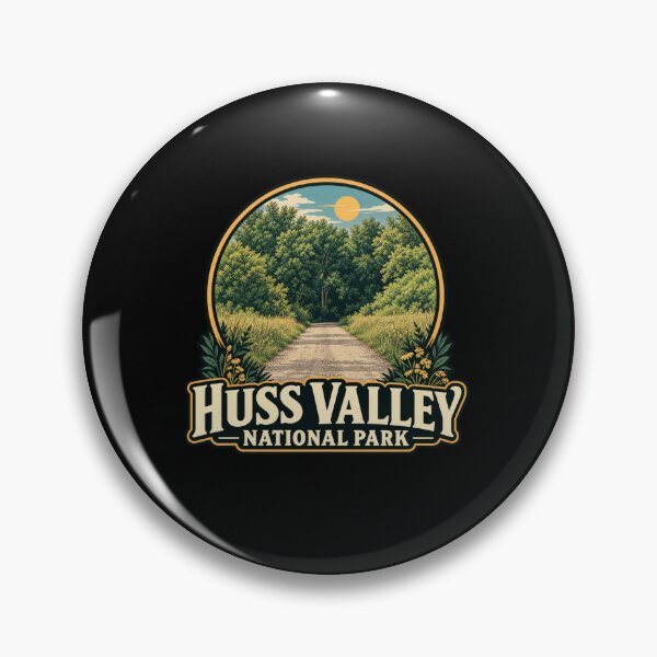 Item preview, Funny Huss Valley Meme National Park Forest Trail Badge Art designed and sold by elderberry.