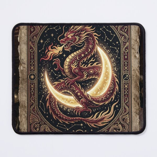 Item preview, The Celestial Dragon Gold Leaf Vintage Tarot Card Art designed and sold by RetroVibe Supply.