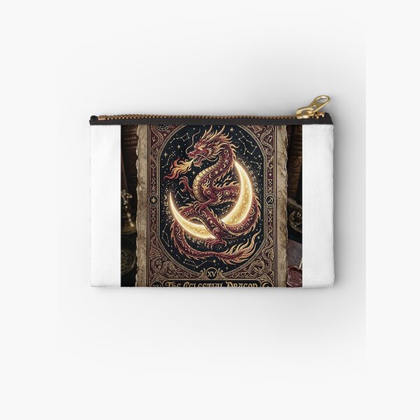Item preview, The Celestial Dragon Gold Leaf Vintage Tarot Card Art designed and sold by RetroVibe Supply.