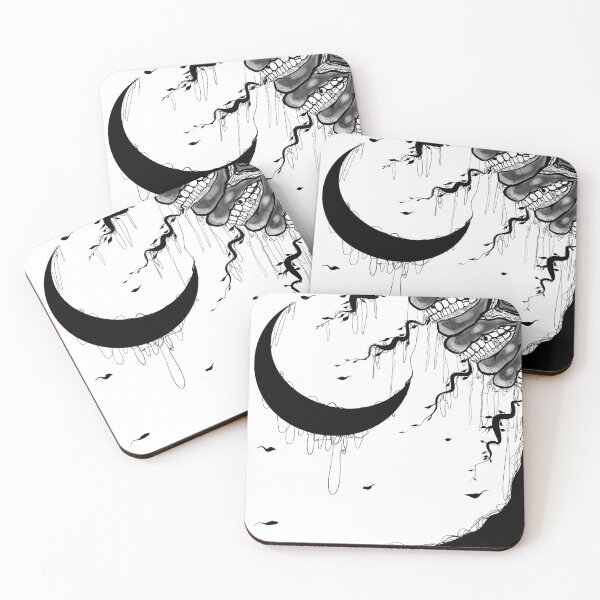 Item preview, Crescent Moon with Toothy Mouths | Surreal Horror designed and sold by immortalmoonimp.