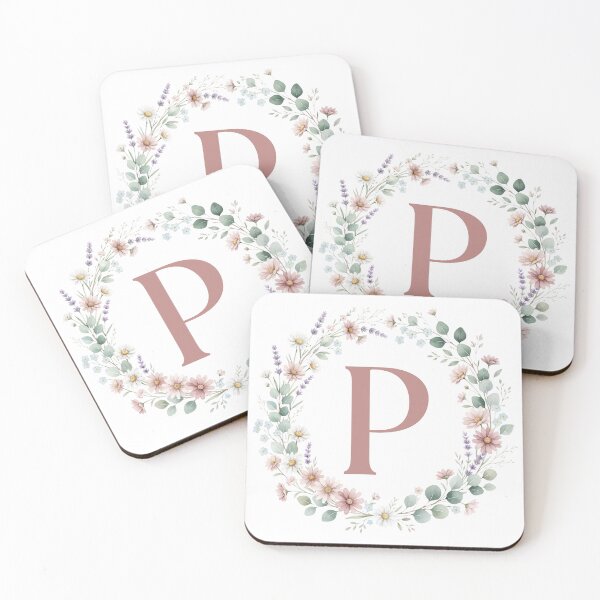 Item preview,  Pink Letter P Floral Wreath Monogram designed and sold by ITCHAWAWAA.
