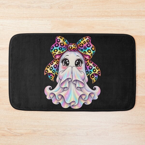 Item preview, Kawaii Halloween Ghost Girl Rainbow Leopard Bow Cute Spooky Pastel Ghost designed and sold by ArtSpark Studio.