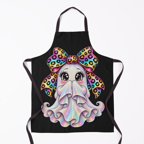 Item preview, Kawaii Halloween Ghost Girl Rainbow Leopard Bow Cute Spooky Pastel Ghost designed and sold by ArtSpark Studio.