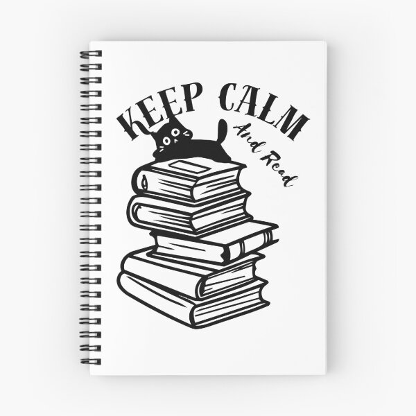 Item preview, Keep Calm And Read - Funny Black Cat On Book Stack designed and sold by KMKDesignStudio.