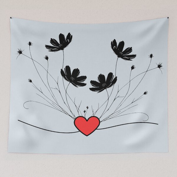 Item preview, Wildflowers & red heart bow designed and sold by 247DesignStudio.