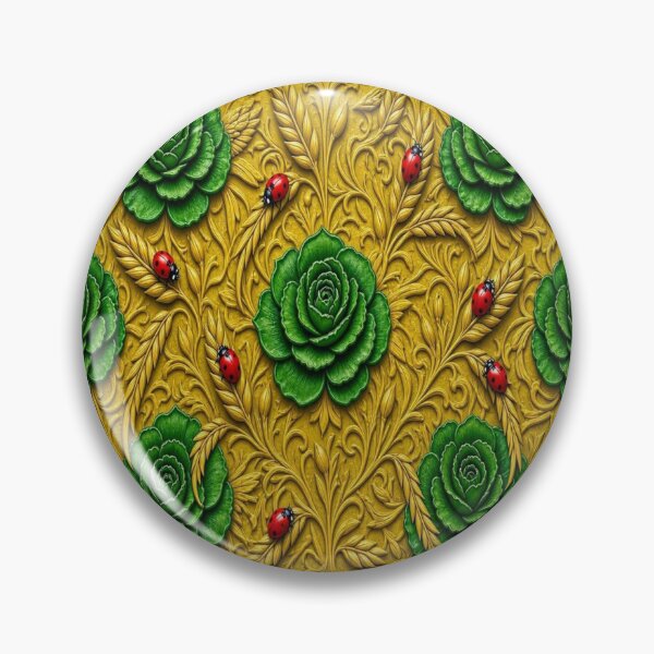 Item preview, Lucky Ladybugs on Green Roses - Luxury Gold Embossed Pattern designed and sold by Breezes-of-Ida.