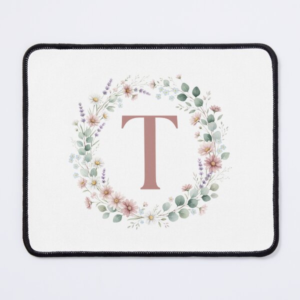 Item preview, Pink Letter T Floral Wreath Monogram designed and sold by ITCHAWAWAA.