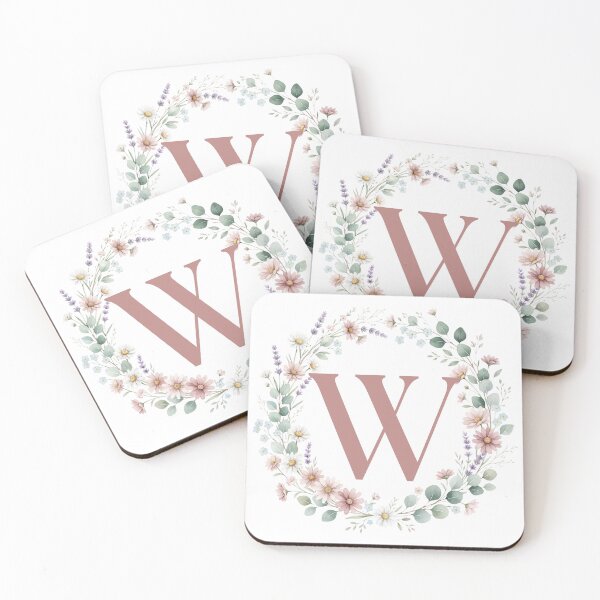 Item preview, Pink Letter W Floral Wreath Monogram designed and sold by ITCHAWAWAA.