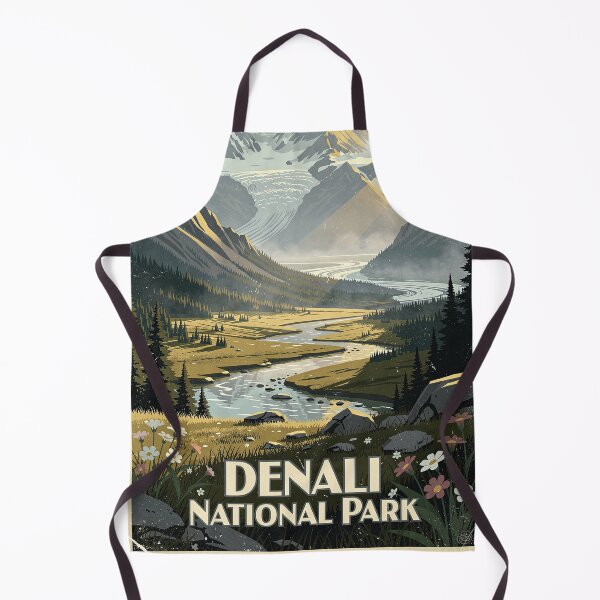 Aperçu de l'œuvre Art de voyage vintage du parc national de Denali créée et vendue par Teelogic.