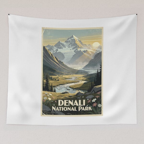 Item preview, Arte de viajes vintage del Parque Nacional Denali designed and sold by Teelogic.